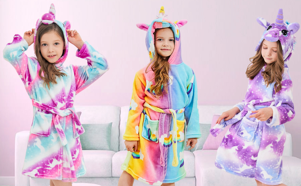 unicorn bathrobe for girls, gift for girls
