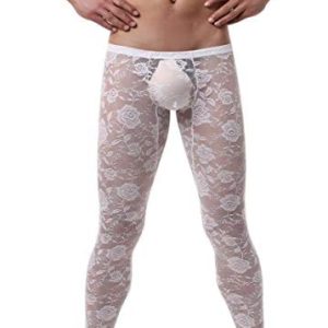 sexy long underwear Mens Sissy Floral Lace Sheer Mesh