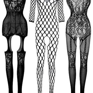 womens lingerie sexy bodysuit fishnet elefis 3 Piece Set