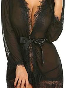 1609945102 womens lingerie robe Avidlove Sexy Lace Robe Kimono Mesh
