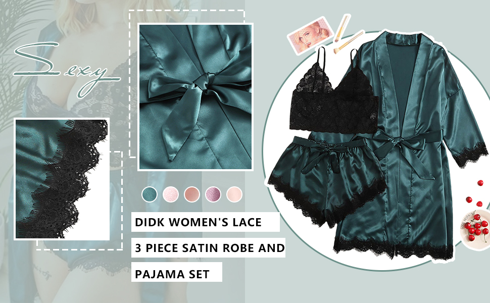 lace stain robe set