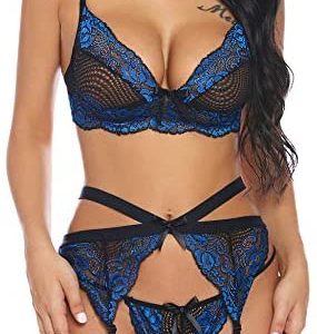 1611104007 womens lingerie set with garter and stockings crotchless Evelom