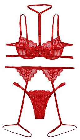 womens lingerie set crotchless : SheIn Women's Floral Lace Embroideried ...