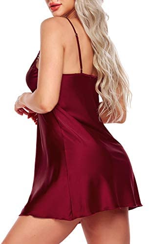 Womens Lingerie Plus Size For Sex Ekouaer Sleepwear Sexy Lingerie Nightgown Lace Chemise Satin