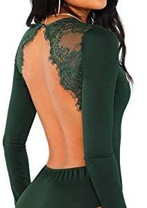 1614064065 womens lingerie bodysuit long sleeve DIDK Womens Sexy Backless