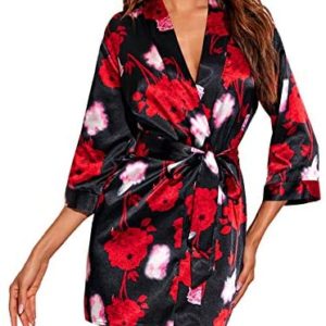 womens lingerie robe set satin SheIn Womens Print 3