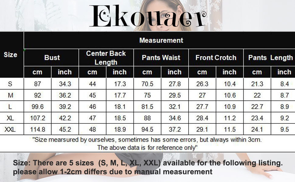 Ekoauer Women Sexy Lingerie Cami Shorts Set Pajama Set Nightwear