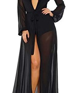 1615095364 womens lingerie robe Womens Sexy Thin Mesh Long Sleeve