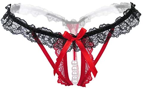 crotchless panties Womens Sexy PantiesLace Thongs G String with Pearls